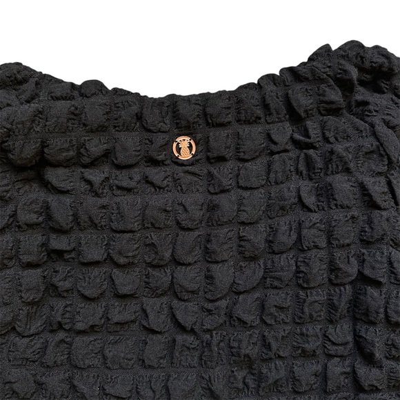 Simply Southern Black Textured Long Sleeve Tiered Mini Dress Size Small NWT - Picture 5 of 11